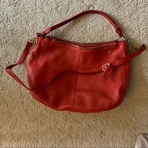 J. Crew Red Leather Purse with Shoulder Strap